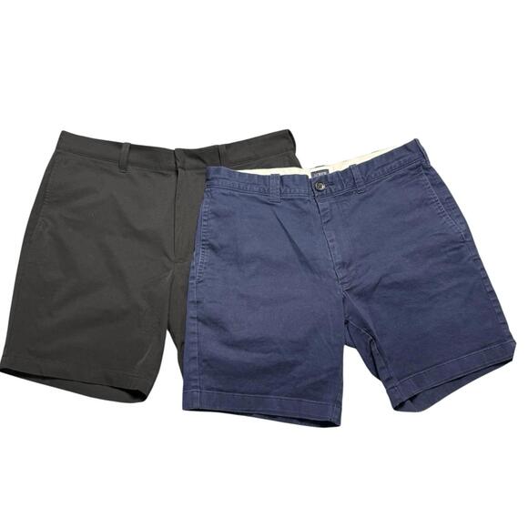 Lot 2 J.Crew Men’s Shorts Size 31 Navy Chino & Black Performance Dry Wicking 7” - Picture 1 of 10